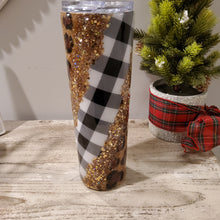 Load image into Gallery viewer, Black & white Buffalo Plaid Tumbler