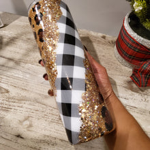 Load image into Gallery viewer, Black & white Buffalo Plaid Tumbler