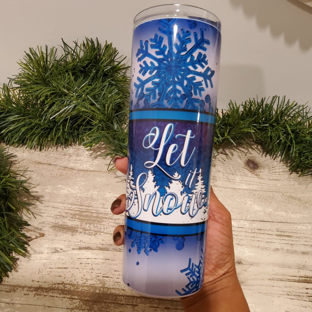 Let It Snow Blue Tumbler