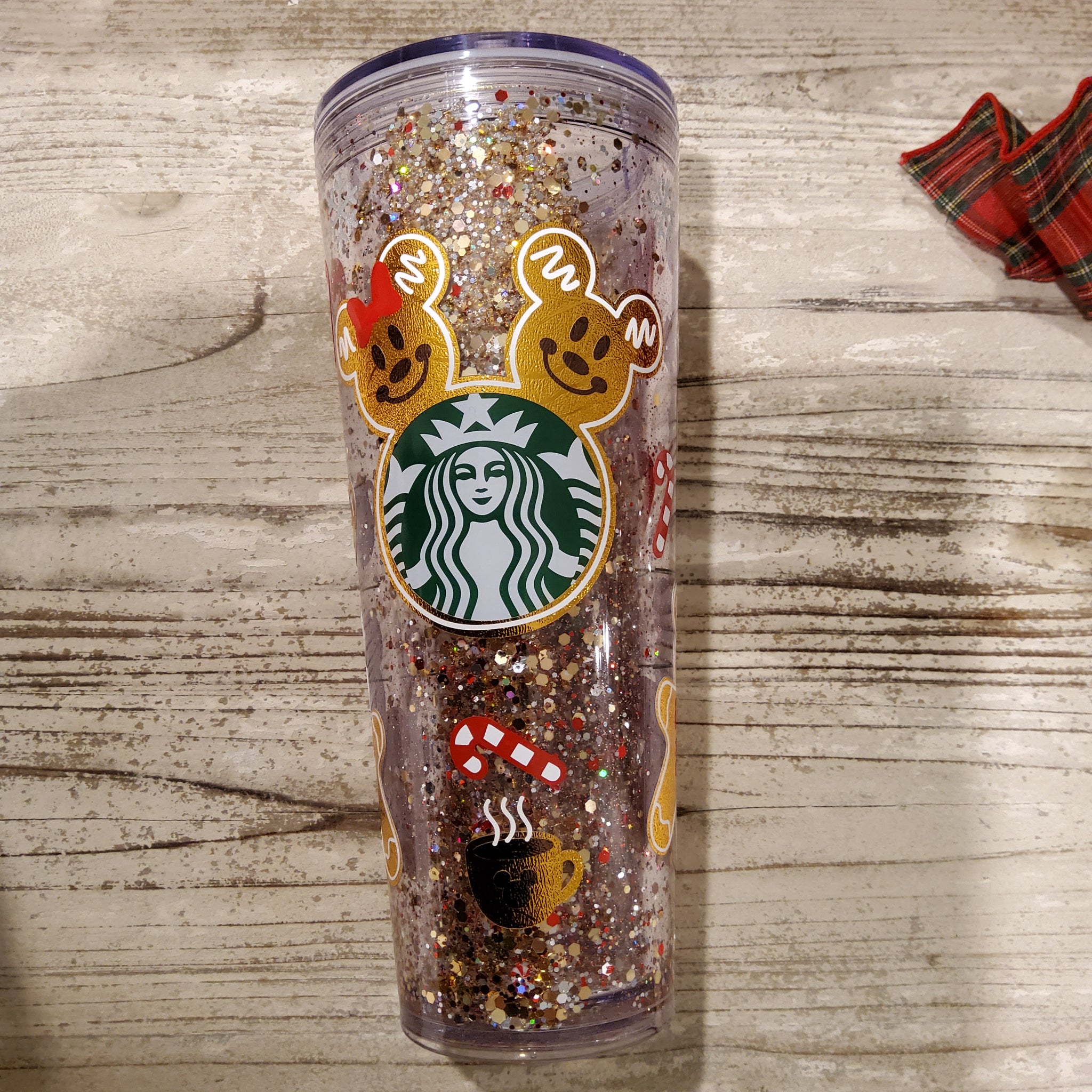 Disney Starbucks Tumbler - Mickey Holiday Candy Cane Straw